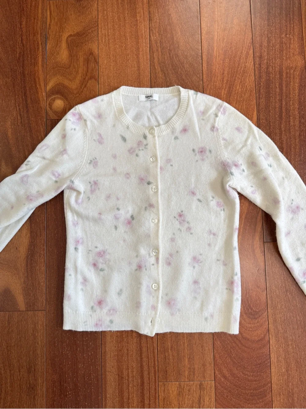 Cream Floral Button-Up Women's Cardigan Sweater